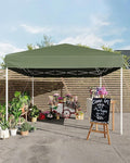 10x10FT Pop Up Canopy, Outdoor Canopy Tent with SandBag & Carry Bag for Commercial Events, Camping, Backyard Parties, Green