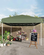 10x10FT Pop Up Canopy, Outdoor Canopy Tent with SandBag & Carry Bag for Commercial Events, Camping, Backyard Parties, Green