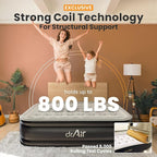 Queen Air Mattress with Built-in Pump, 18" Raised Blow Up Mattress, 800 lbs Max Honeycomb Air Bed, 48Hr Leak-Proof Test, 3min Inflatable Mattress for Home, Guests, Camping, Colchones inflables