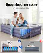 A-ER-FA Queen Air Mattress with Detachable Headboard and Cup Holder - 20 Height 700lbs Capacity Comfort Inflatable Bed for Guests Home Camping and Travel Durable Construction,Colchón Inflable,Air Bed
