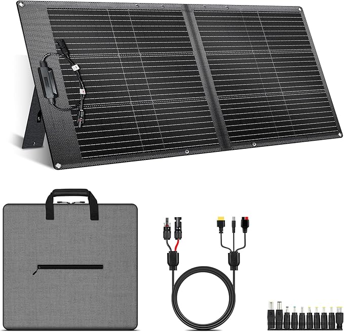 100W Portable Solar Panel for Power Station, 23.7% High Efficiency Foldable Solar Charger with XT60/MC4/Anderson Output for Outdoor Camping RV Emergency Backup Off Grid
