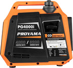 PROYAMA 4000W Portable Gas Inverter Generator, CO Sensor, Digital Interface, RV - Ready, LED Light, ECO - Mode, Parallel Capable, Low Oil Shutoff, Super Quiet and Lightweight with Weatherproof Cover
