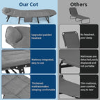 TrailBlaze 75'' Camping Cot for Adults with Cushion and Pillow, Portable Folding Bed for Sleeping, Lightweight Tent Cot with Carry Bag Supports 500 Lbs for Patio Beach Indoor Outdoor