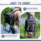 X Strike Backpack Fishing Chair with Cooler Bag, Foldable Camping Stool for Adults up to 350 lbs, Portable Lightweight for Hunting, Hiking, Outdoors