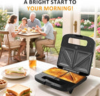 Sunvivi 3 in 1 Electric Sandwich Maker: Panini Press Grill and Waffle Iron Set, Grill and Sandwich Press with Removable Non-Stick Plates, Indicator Lights & Cool Touch Handle, 800W, Silver