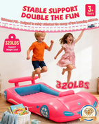 Vikua Inflatable Toddler Travel Bed with Safety Bumpers & Quick-Inflating Pump, Portable Blow Up Air Mattress for Kids with Carry Bag, for Home, Travel, Camping, Sleepovers, 330lbs Support (Pink)