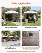 VEVOR 12x12ft Pop Up Gazebo Sidewalls with 2 Window, 3 Solid Waterproof Panels, UV Protection, Wind & Sun Privacy Walls with 1 Zippered Door for Outdoor Events, Compatible with COBIZI Screen Shelters