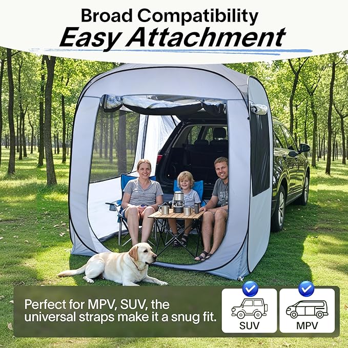 Alvantor SUV Tailgate Tent, Instant Pop Up Car Tent Creates Extra Living Space, UV Protection, Quick Setup in Seconds for Family, Road Trips, Tailgating, Beach, Outdoor Camping