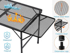 Large Folding Camping Table - Metal Mesh Grill Table with 2 Wing Panels | 2 Adjustable Heights | Large Picnic & Outdoor Table | Expandable Shelves, Lightweight (4.4 FT, Black)