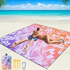 Beach Blanket Waterproof Sandproof Beach Mat 79" X 83"/10'x9'for 2-8 Adults Quick Drying Outdoor Picnic Mat Beach Accessories for Travel, Camping, Hiking