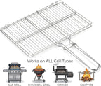 Stainless Steel Fish Grill Basket for Outdoor BBQ, Heavy Duty Lockable Grilling Rack for Fish Vegetables Steak Veggies Shrimp Meat, Portable Campfire Cooking Mesh Grate Tool, 12 x 8 Inch