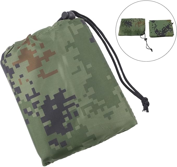 Tent Tarp for Camping - Rain Shelter with 6 Tie Points, Hiking Tarp with Tie Points, Backpacking Rain Fly, Beach Shade Tarp, Picnic Ground Cover, 100x145cm, 210T Polyester(Camouflage)