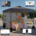 8X8 Pop Up Canopy Tent,Removable Pockets Sidewall for Extra Storage,Easy Up Canopy,Heavy Duty One Person Set Up Event Tent,Grey