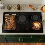 Empava Built-In Electric Induction Cooktop 36 Inch, Bridge-SYNC Element, Auto RapidHeat, 3 Preset Modes, Pan Sensor, Hardwired 208~240V, 50A, Black Vitro Ceramic Glass