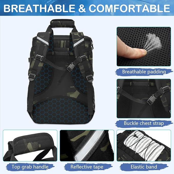 Tactical Cooler Backpack - 42 Cans Backpack Coolers Insulated Leak Proof for Men Adults, Soft Cooler Insulated Backpack for Lunch, Work, Camping, Hiking, Picnic, Beach & Travel