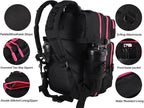 LHI Military Tactical Backpack for Men and Women 45L Army 3 Days Assault Pack Bag Large Rucksack with Molle System - Black with red zipper