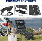 UDPATIO Zero Gravity Chair Oversized Outdoor Anti Gravity Chairs Patio Lounge Folding Adjustable Chair with Cup Holder, Foot Pad & Padded Headrest, Supports 500lbs (1, Grey, 33in)