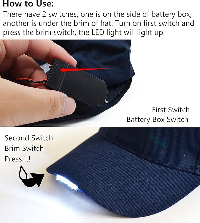 Hands Free Rechargeable LED Baseball Cap Hat for Outdoor Hip Hop Party Holiday