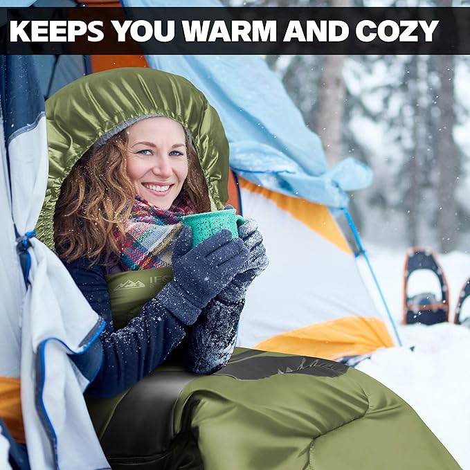 IFORREST Sleeping Bag - Single-Person Cold Weather Camping Sleep Bag for Adults and Teens - XXL 33in/ 40" - Extra-Wide & Warm for Big & Tall - All-Season Comfort