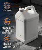 kitchentoolz 2.5 Gallon Water Jug – Heavy-Duty HDPE Carboy for Automotive Used Oil & Liquid Storage – 10 Quart Mixing Container with Secure Lid – Made in USA - White