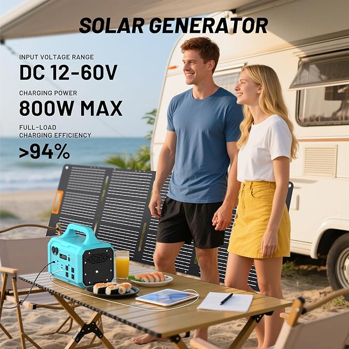 Portable Power Station 1800W GB-1800, 1024Wh Solar Generator LiFePO4 Battery with 120V AC Outlet, Fast Charging, Electric Generator for RV Camping Outdoor Home Emergency Backup (Solar Panel Optional)