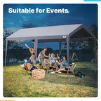 ADVANCE OUTDOOR 10x20 ft Heavy Duty Carport Potable Car Canopy Garage Party Tent Boat Shelter, Adjustable Height, with Leg Cloth, Gray
