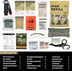 RHINO RESCUE IFAK Refill Kit 17Pcs with CAT Gen-7 Tourniquet, Emergency Tactical First Aid Kit Medical Supplies, IFAK Trauma Kit Combat Pack for Trauma Wound Care, Gunshot, Car & Camping(Brown)