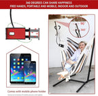ZEYU Hammock Chair with Stand Double Hammock Chair Bohemian Style with Tassel Mobile Phone Support Manual Adjustable Swing Indoor and Outdoor Garden Porch with Floor mat Reclining Capacity 400 pounds
