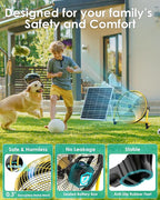 ZHULI 14" Solar Fan, Portable Battery Operated Floor Fan, Rechargeable Cordless Camping Fan, 30W Solar Panel, Hi-Velocity Brushless Motor, Metal Blade, USB Phone Charge, 8~60H Runtime, Quiet, Wireless