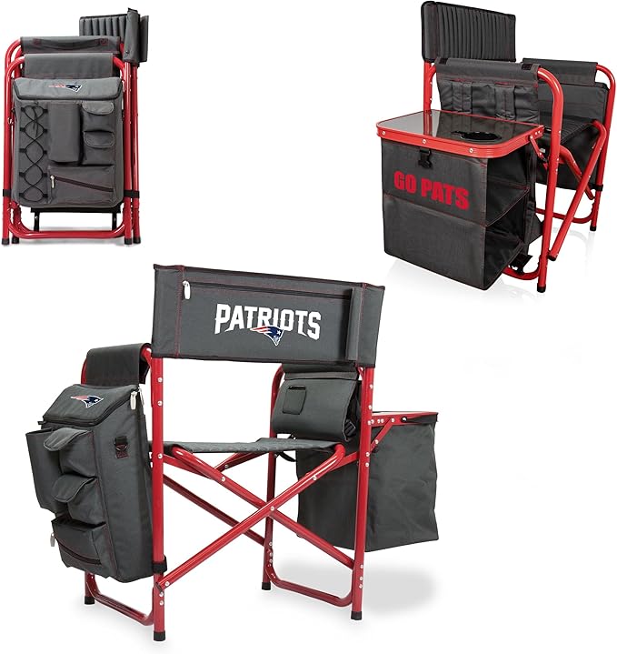 Picnic TIME NFL Unisex-Adult NFL Fusion Camping Chair with Side Table and Soft Cooler, Beach Chair for Adults, Lawn Chair
