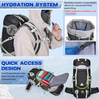 IGOLUMON 60L Hiking Backpack Waterproof Camping Backpack with Rain Cover Large Lightweight Backpacking Backpack for Men Women