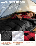 Sportneer Sleeping Bags for Adults, 0 Degree Sleeping Bag XL Flannel Winter Cold Weather Sleeping Bag with Detachable Hood Compression Sack for Camping, Backpacking, Hiking