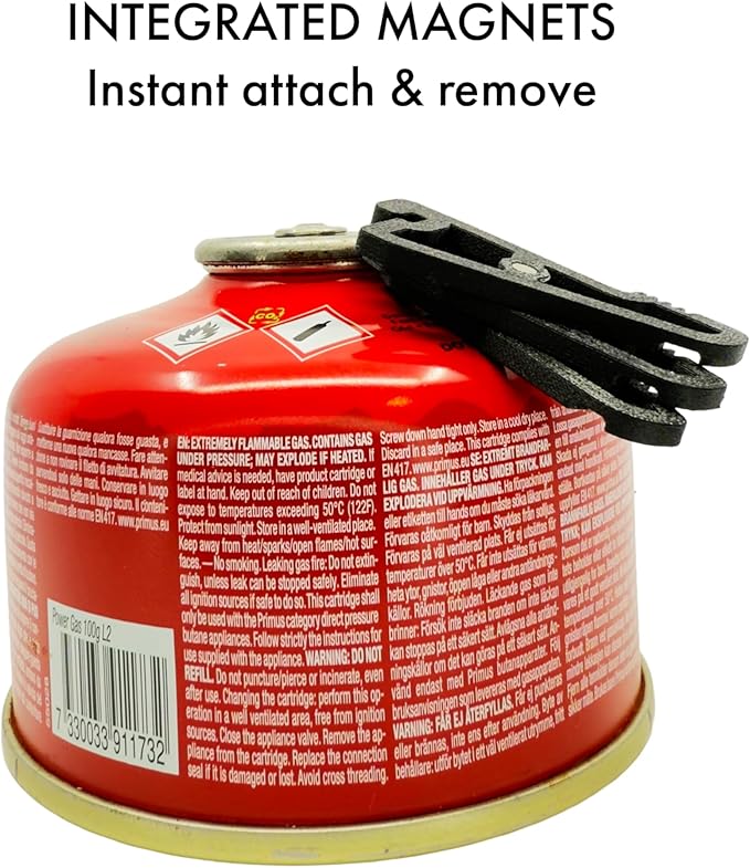 MagFeets Ultralight Fuel Canister Stabilizer Magnetic Gas Can Stand for Camping Stoves (Black)