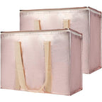 Bodaon 2-Pack Insulated Reusable Grocery Shopping Bag with Zippered Top, X-Large Frozen Foods Cold, Cooler Shopping Accessories, Insullated Bags, Insulated Food/Pizza Delivery Bag, Gold
