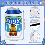 18 Pack Fathers Day Craft Gifts,12 oz Can Cooler Sleeves Cans Bottles DIY Beverage Covers Happy Father's Day Beer Can Insulators Daddy Gifts from Son Daughter for Dad Grandpa Brother