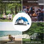 MOON LENCE Pop Up Tent 3-4 Person, 60s Instant Setup Camping Tent with 2 Doors, Water-Resistant & Windproof Dome Tent for Car Camping, Backyard, Traveling