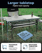 KingCamp Folding Camping Table, Aluminum Roll-Up Camp Table, Large Foldable Table for 4-6 Person, Outdoor Portable Tables with Carry Bag, 180 LBS Heavy Duty Load (Silver+Mesh：53.5" × 27.5")