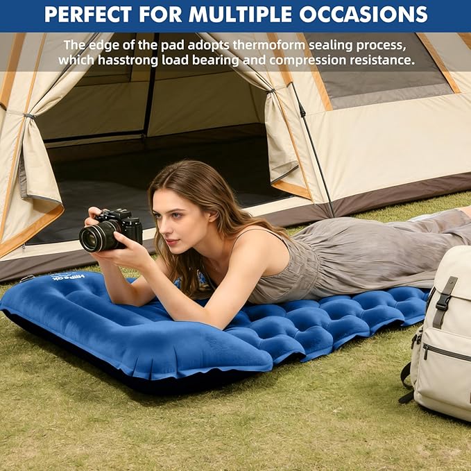 HiiPeak Camping Sleeping Pad, Ultralight Camping Mat with Pillow, Built-in Foot Pump Inflatable Sleeping Pads Compact for Camping Backpacking Hiking Traveling Tent