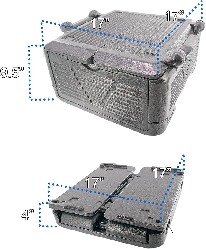 Chill Ice Collapsible Cooler Foam Chest Box - Insulated, Foldable, Portable, Lightweight, Iceless & Waterproof - Large Black