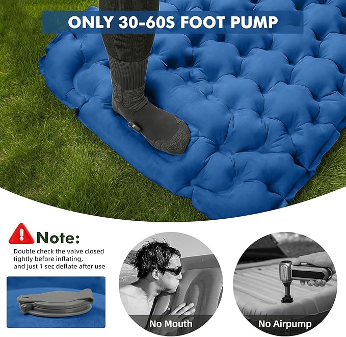 HiiPeak Camping Sleeping Pad, Ultralight Camping Mat with Pillow, Built-in Foot Pump Inflatable Sleeping Pads Compact for Camping Backpacking Hiking Traveling Tent
