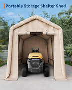 Outdoor Storage Building, 6x6 Heavy Duty Canopy Tent for Motorcycle, Waterproof Outdoor Canopy with Roll-Up Door, Portable Shed Storage Shelter for Firewood and Garden Tools, 6' x 6' - Gray