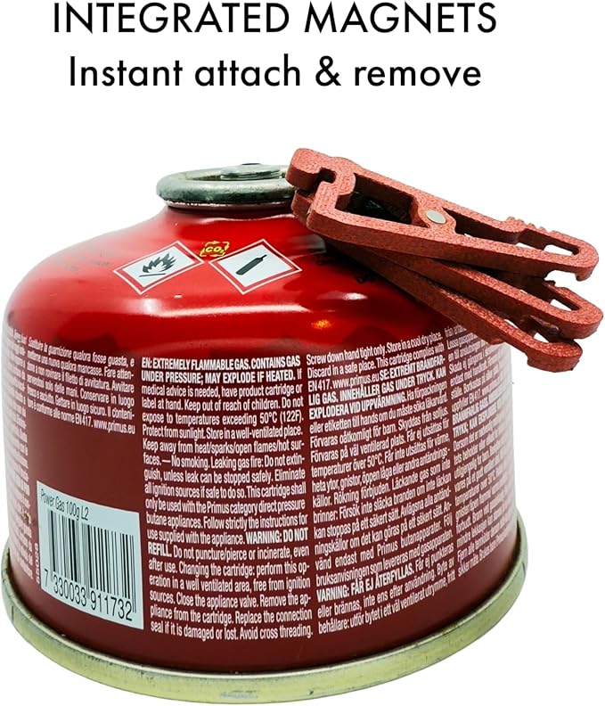 Magfeets Ultralight Fuel Canister Stabilizer Magnetic Gas Can Stand for Camping Stoves (Red)