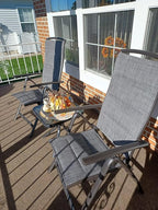 Domi Folding Patio Chairs Set of 2, Aluminium Frame Reclining Sling Lawn Chairs with Adjustable High Backrest, Patio Dining Chairs for Outdoor,Porch,Balcony (Double-Layered Textilene Fabric)