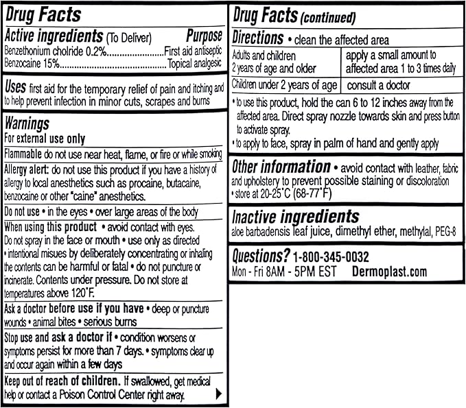 Dermoplast Kids Sting-Free First Aid Spray, Antiseptic Spray for Wounds & Analgesic for Minor Cuts, Scrapes and Burns, 2 Ounce
