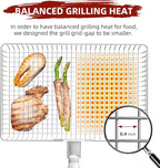Grill Basket Extra Large, SUS304 Stainless Steel, Portable Folding BBQ Camping Grilling Rack for Fish, Vegetables, Shrimp, Barbeque Griller Cooking Accessories, Grilling Gifts for Men, Dad