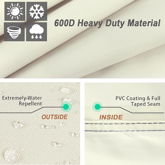 NettyPro BBQ Grill Cover 56 inch Heavy Duty Waterproof Outdoor 2-3 Burners Gas Grill Cover for Outside Weber, Char-Broil, Brinkmann, Nexgrill Barbecue, Beige