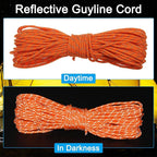 PATIKIL 65 Feet Reflective Guyline Camping Paracord, 3mm Tent Cord Guyline Rope Nylon Paracord Rope for Camping Tent Tarp Hiking, Orange (20M)