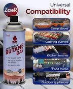 ZeroR Butane Fuel Canister Cartridge 13.4 fl oz (390 mL) | Compatible with Portable Camping Stoves and Torches