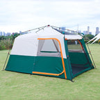 KTT Extra Large Tent 10-12-14 Person(A),Family Cabin Tents,2 Rooms,3 Doors and 3 Windows with Mesh,Straight Wall,Waterproof,Double Layer,Big Tent for Outdoor,Picnic,Camping,Family Gathering