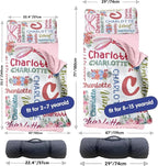 Personalized Toddler Nap Mat for Preschool, Custom Name Kids Sleeping Bag for Daycare, Kindergarten Roll Up Sleeping Mat with Removable Pillow and Soft Blanket, Fun Themes for Boys & Girls